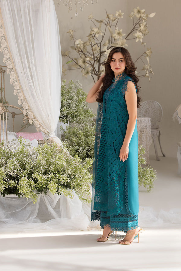 Dhanak-3PC Embroidered Shirt with Digital Printed Embroidered Dupatta-3359