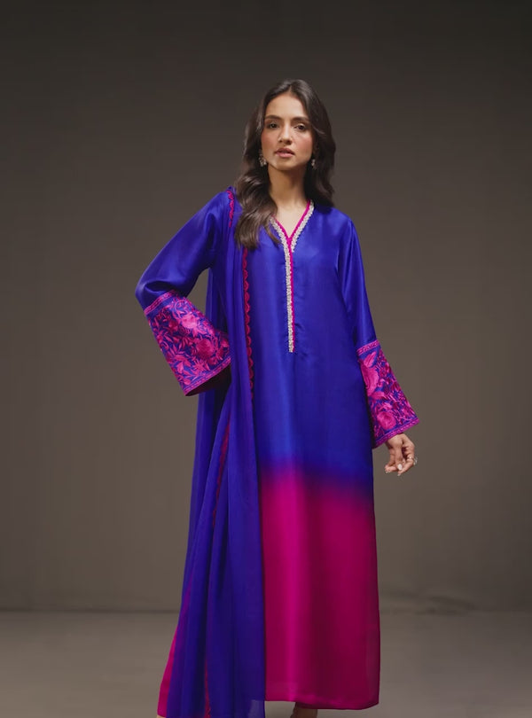 Zainab Chottani - 3 Piece Unstitched Embroidered and Printed SIlk Suit V230