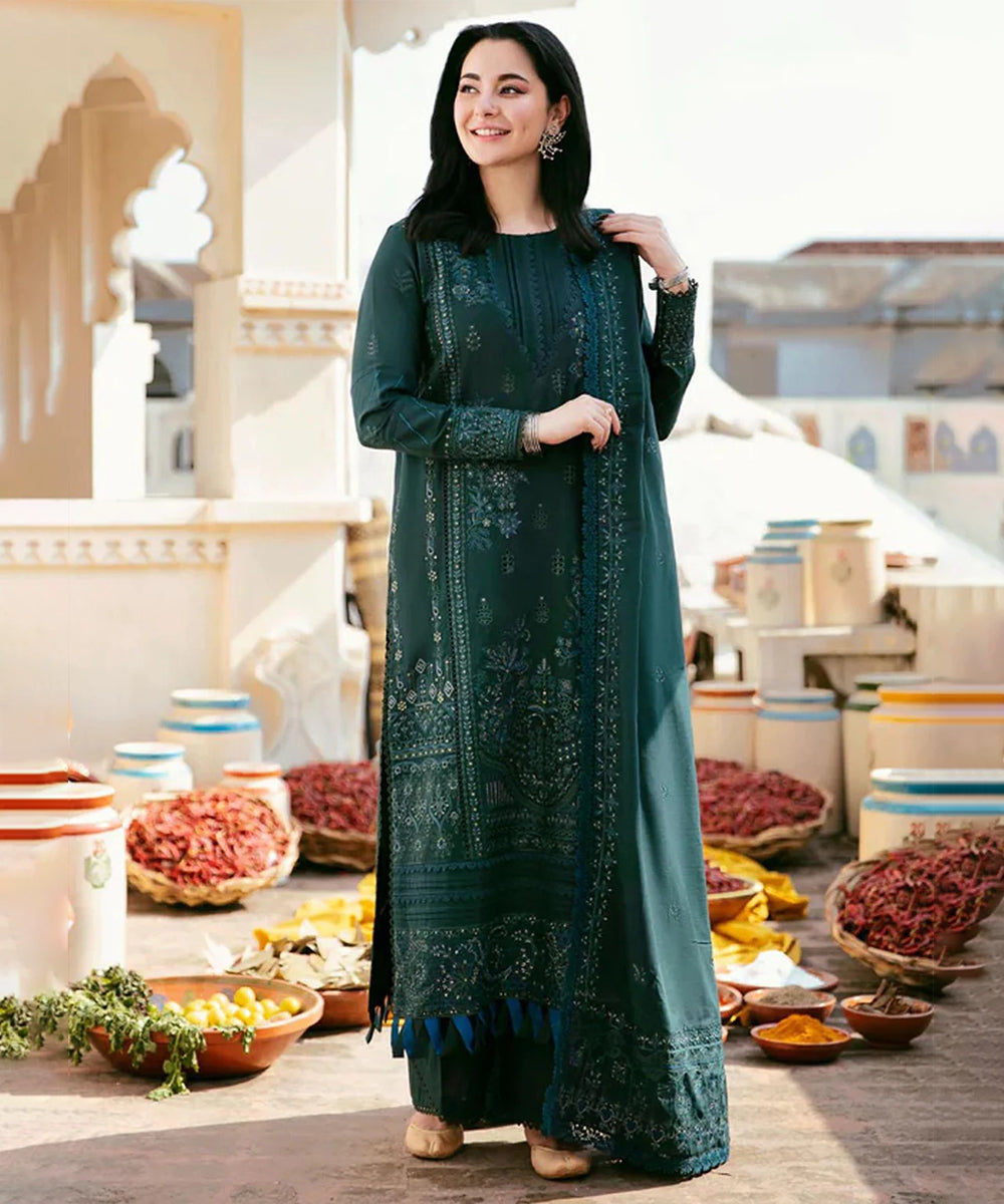 Dhanak-3PC Embroidered Shirt with Dhanak Sequins Embroidered Dupatta V250