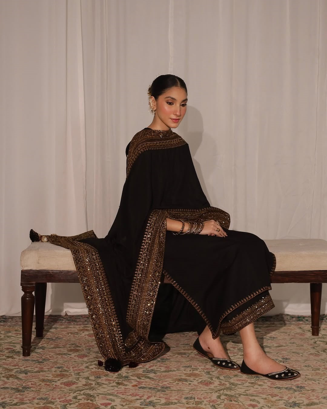 Black Mystique Dhanak  Unstitched  | 3pcSuit V239