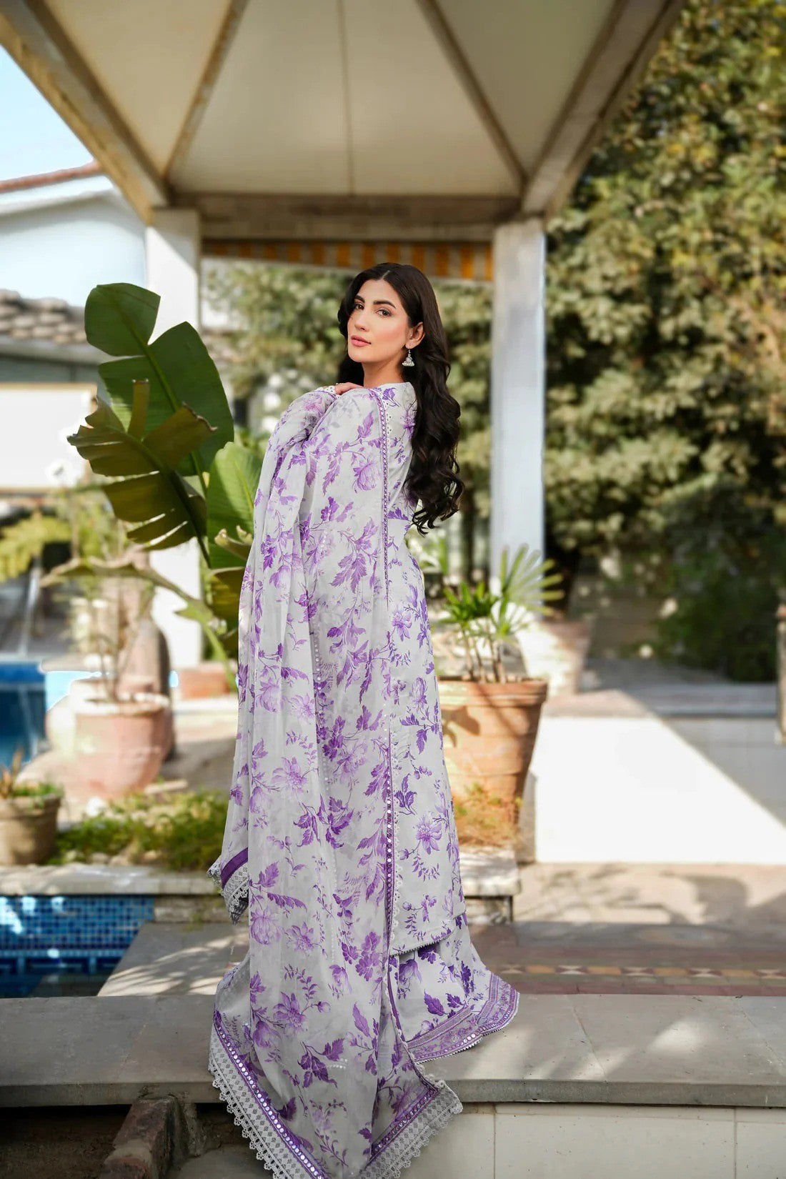 ANEELAS PRINTED KARANDI EMBROIDERY DRESS 3 PIECE V518