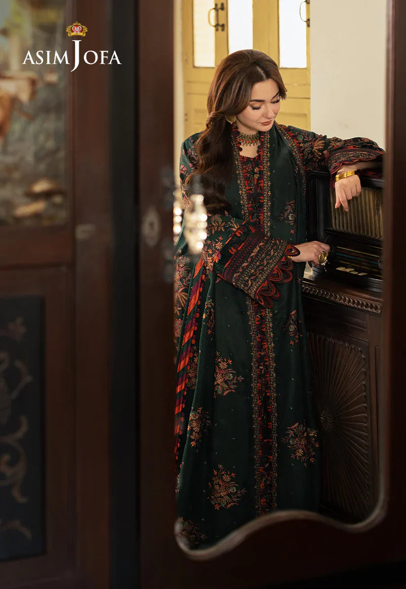 ASIM JOFA -3PC DHANAK EMBROIDERED UNSTICHED SUIT V259