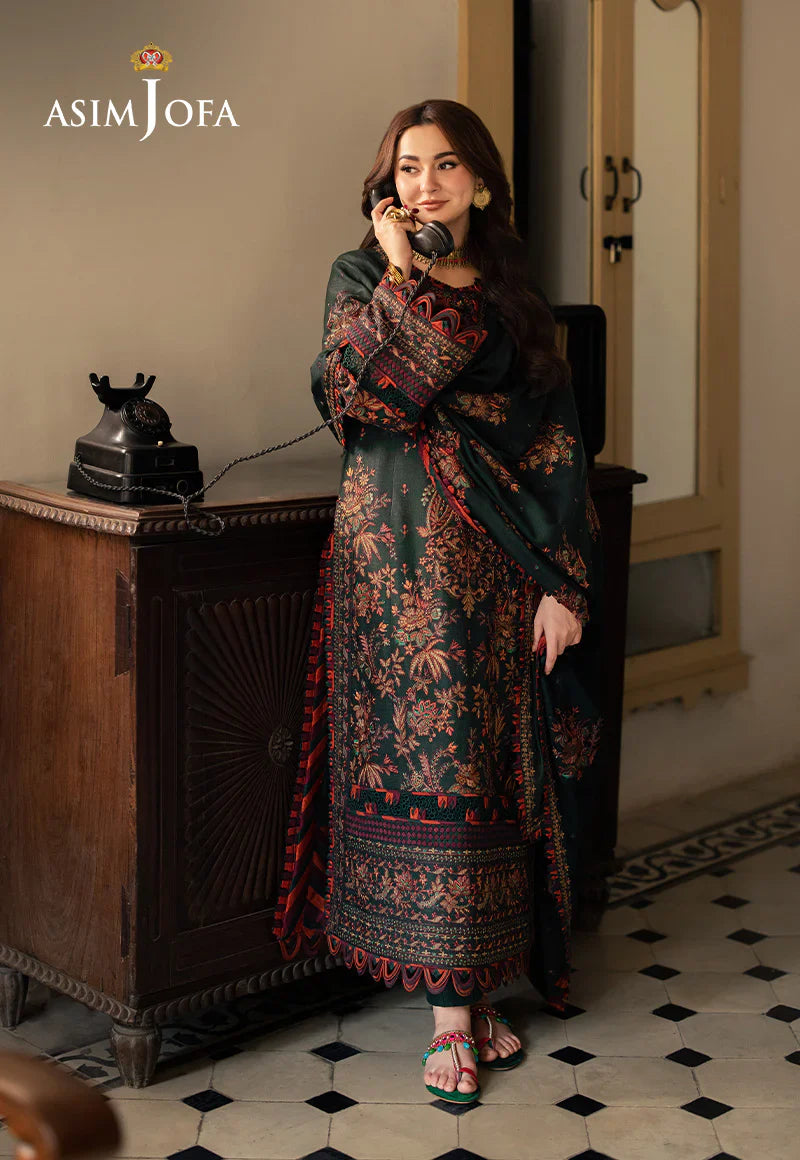 ASIM JOFA -3PC DHANAK EMBROIDERED UNSTICHED SUIT V259