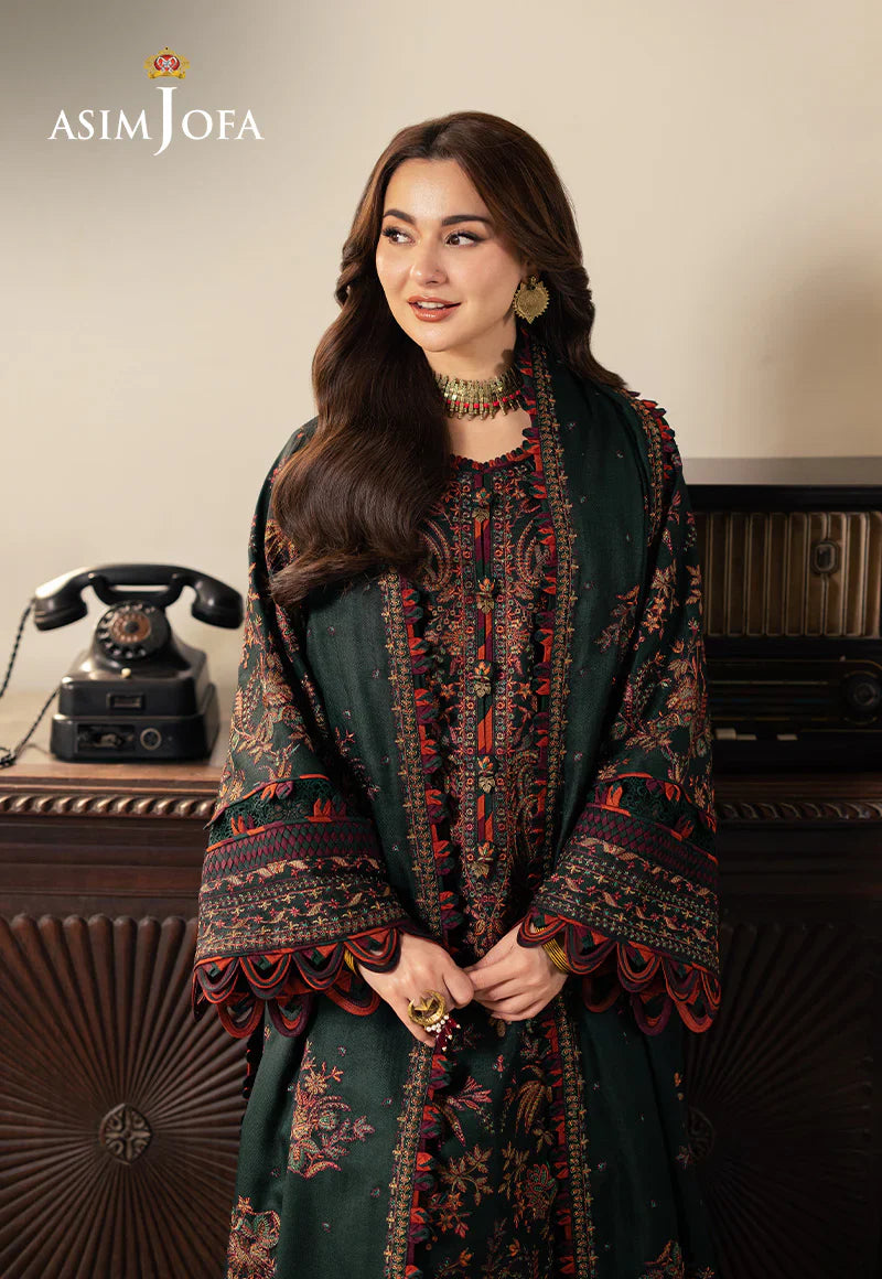 ASIM JOFA -3PC DHANAK EMBROIDERED UNSTICHED SUIT V259