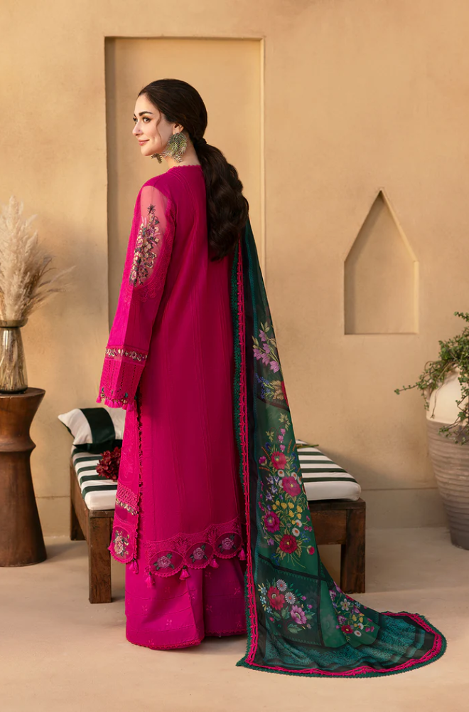 3PC Lawn Embroidered Shirt With Digital Printed Jacquard Dupatta 708
