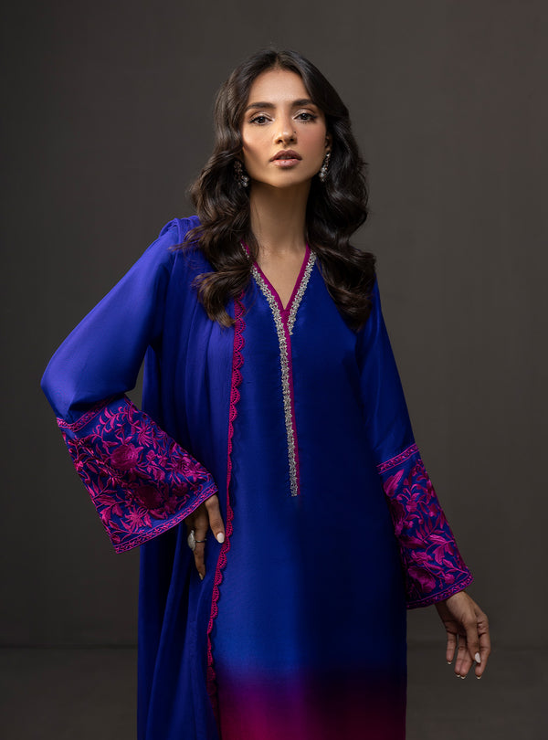 Zainab Chottani - 3 Piece Unstitched Embroidered and Printed SIlk Suit V230