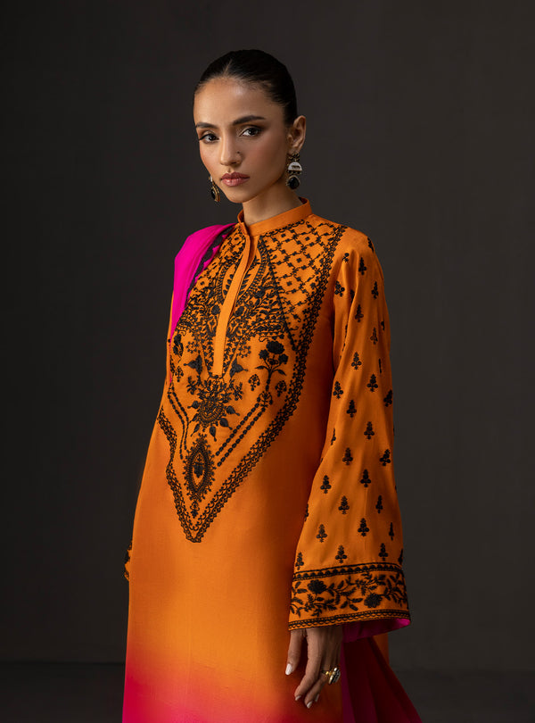 Zainab Chottani - 3 Piece Unstitched Embroidered and Printed SIlk Suit V228