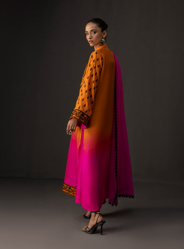 Zainab Chottani - 3 Piece Unstitched Embroidered and Printed SIlk Suit V228