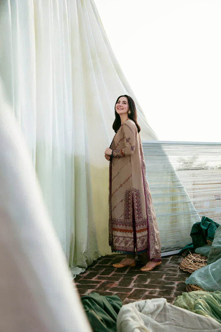 FLORENT-3PC DHANAK EMBROIDERED UNSTICHED SUIT V258