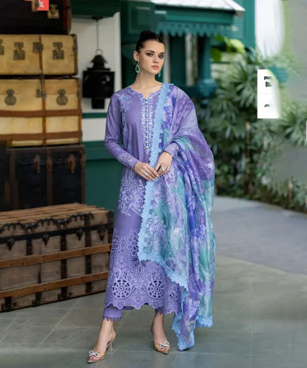 Dhanak-3PC Embroidered Shirt with Digital Printed Wool Shawl V86