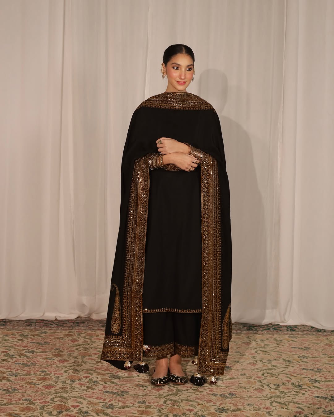 Black Mystique Dhanak  Unstitched  | 3pcSuit V239