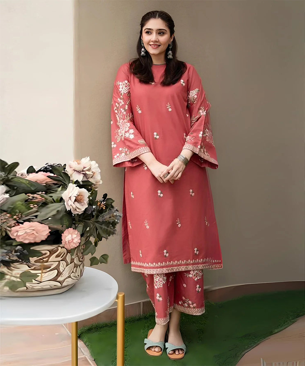 URGE 2PC DHANAK EMBROIDERED SHIRT AND TROUSER V103