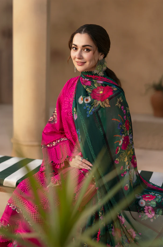 3PC Lawn Embroidered Shirt With Digital Printed Jacquard Dupatta 708