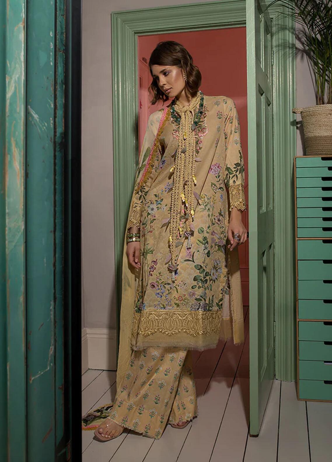3 Piece Printed Lawn Shirt with Silk dupatta V18