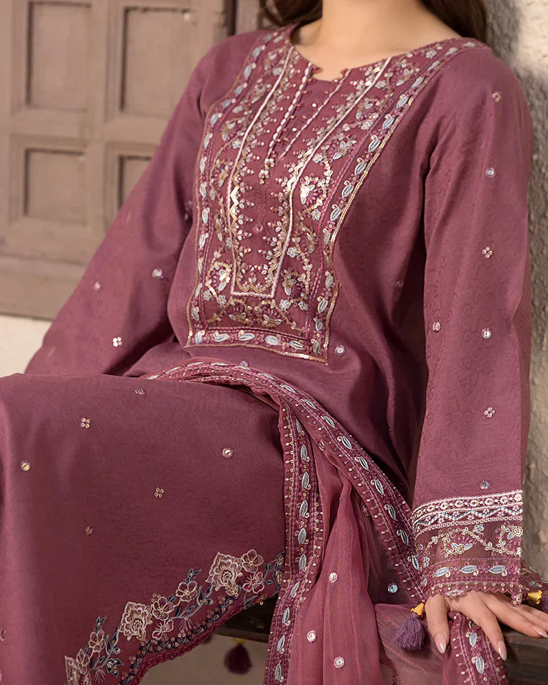 Dhanak-3PC Embroidered Shirt with Chiffon Embroidered Dupatta V1321 W