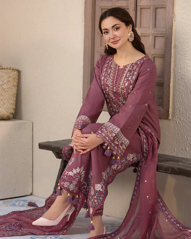 Dhanak-3PC Embroidered Shirt with Chiffon Embroidered Dupatta V1321 W