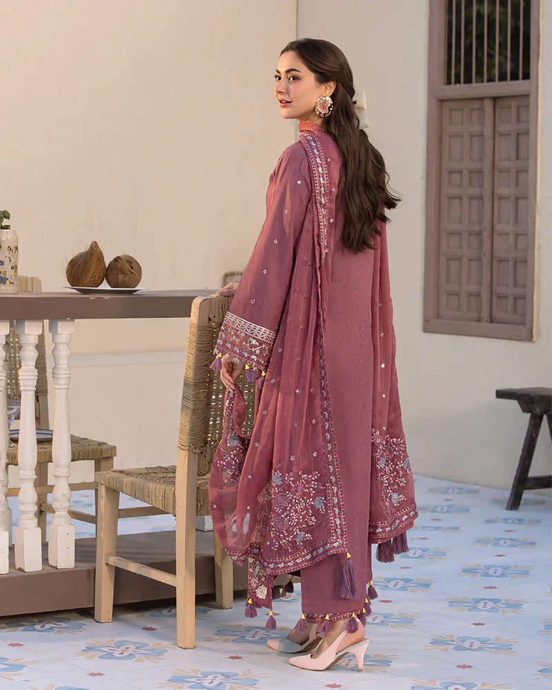 Dhanak-3PC Embroidered Shirt with Chiffon Embroidered Dupatta V1321 W