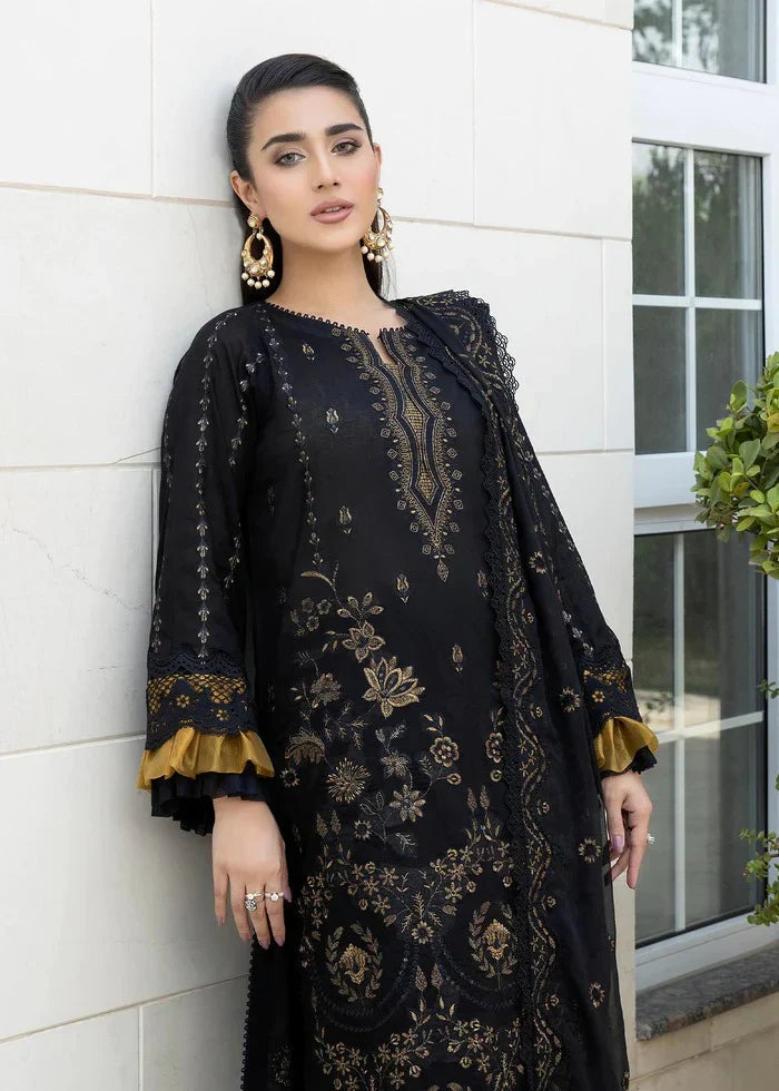 3 Pc Embroidered Lawn Shirt with Embroidered Organza Dupatta V06