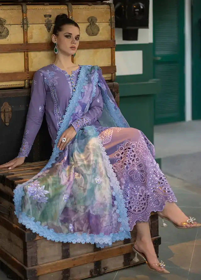 Dhanak-3PC Embroidered Shirt with Digital Printed Wool Shawl V86