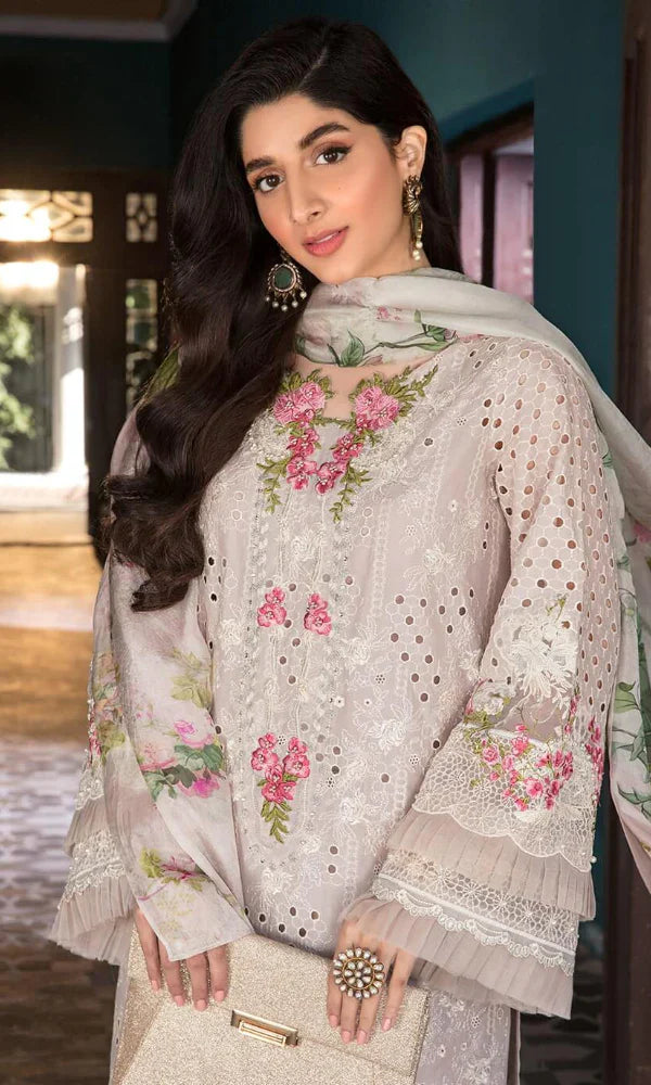 3 piece Embroidered Lawn Shirt with Digital Printed Poly Lawn Dupatta EL12