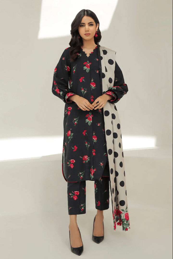 3 piece Digital Printed Lawn Suit with Lawn dupatta V509